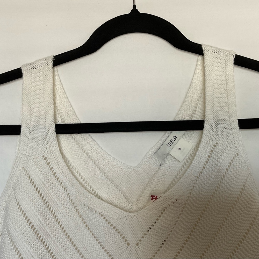 White Cropped Ribbed Tank Top - Picture 4 of 5